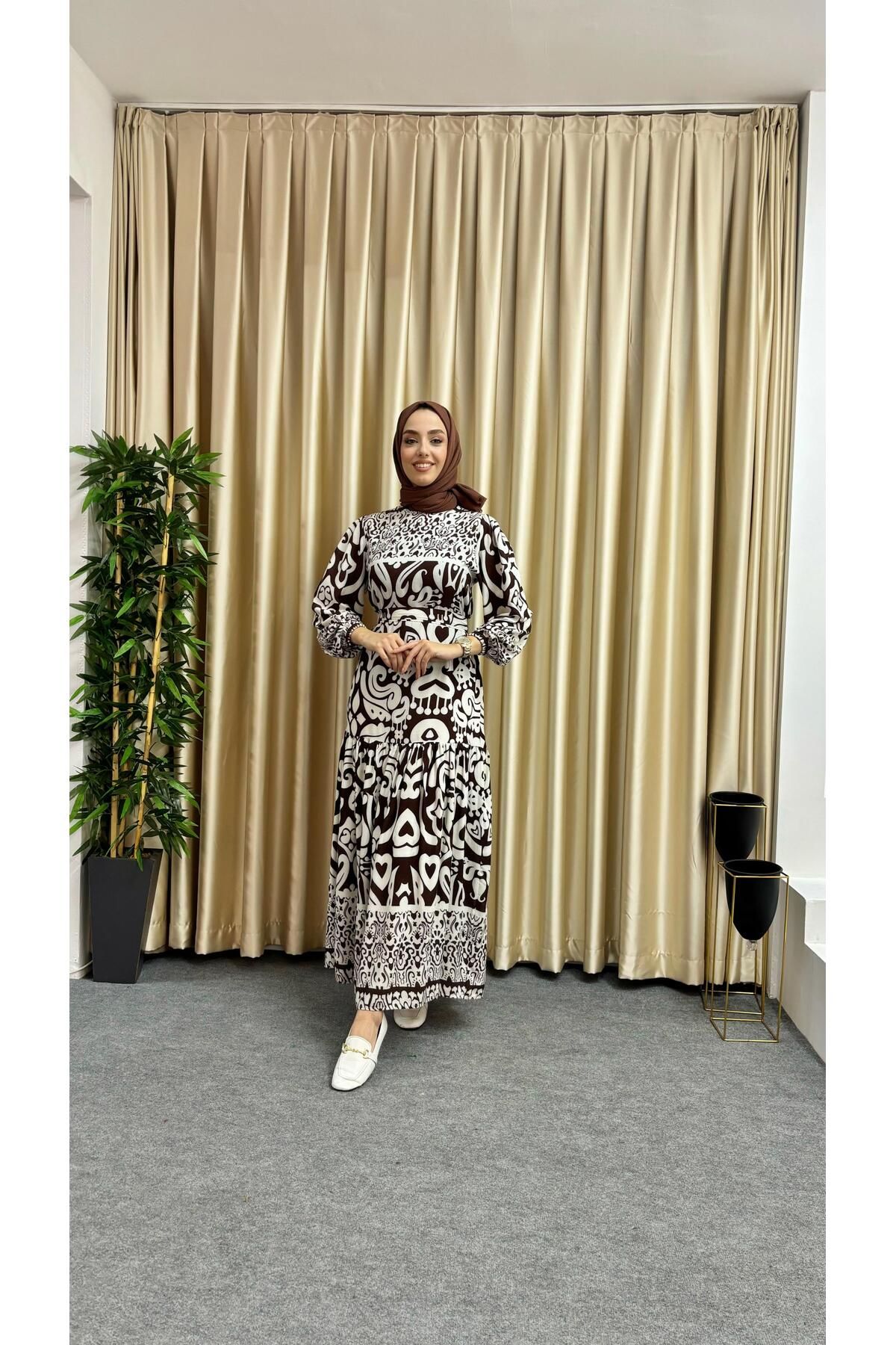 Majeur-Elegant Patterned Hijab Dress 4