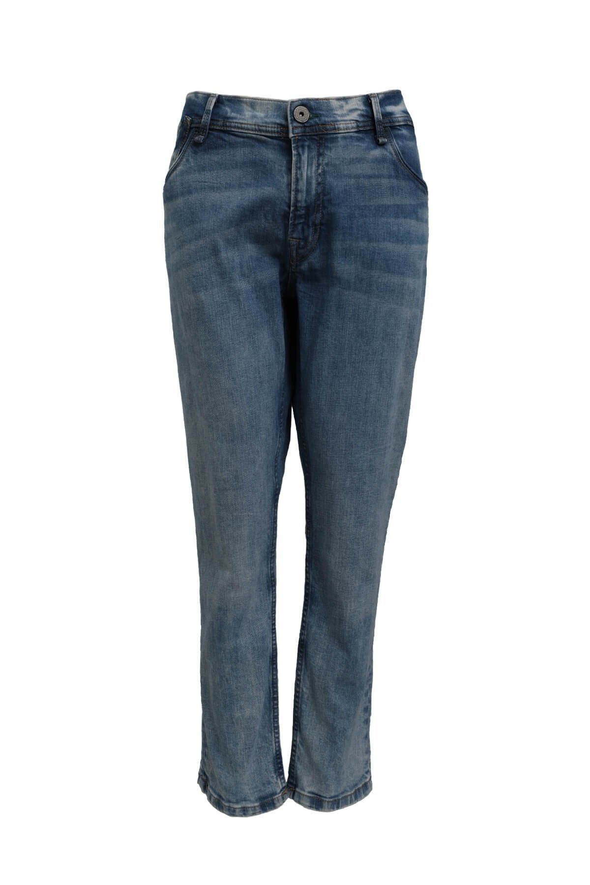 pantalon jean en lycra à coupe droite pour femmes bleu