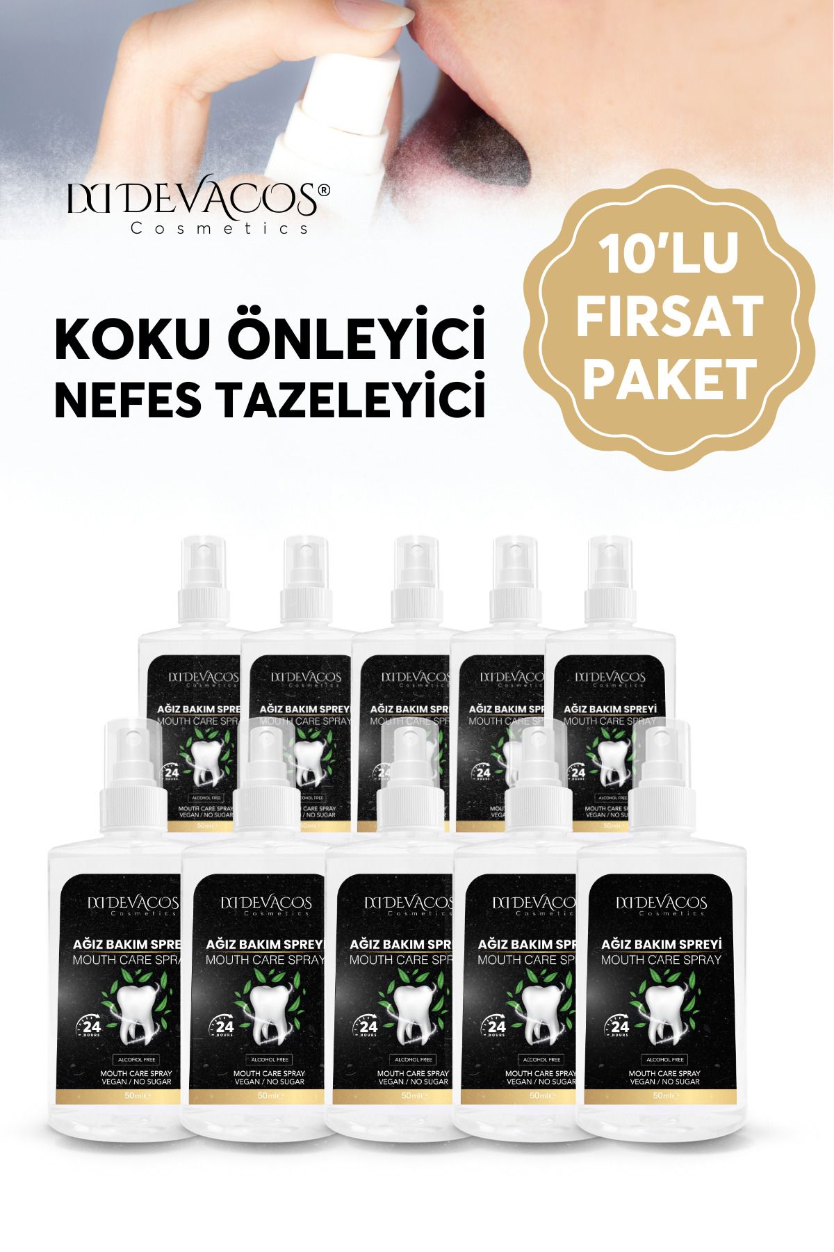 DEVACOS Ağız Kokusu Giderici Sprey Ağız Kokusu Önleyici Giderici Sprey 10 lu Ekonomik Paket