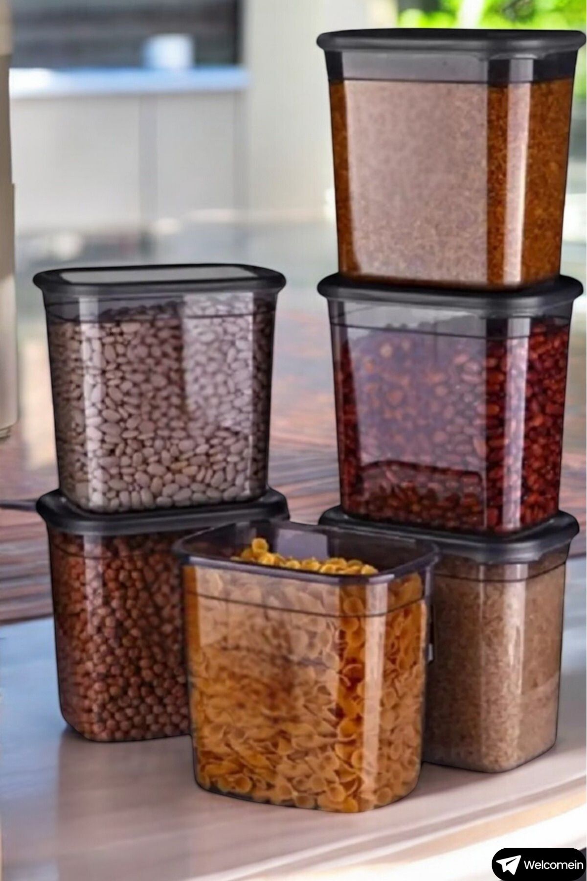 welcomein-Set of 6 Leak Proof 2000ml Rectangular Food Storage Containers 20 Pieces - Labels - 6 Pieces of Spoons - 2 Liters 5