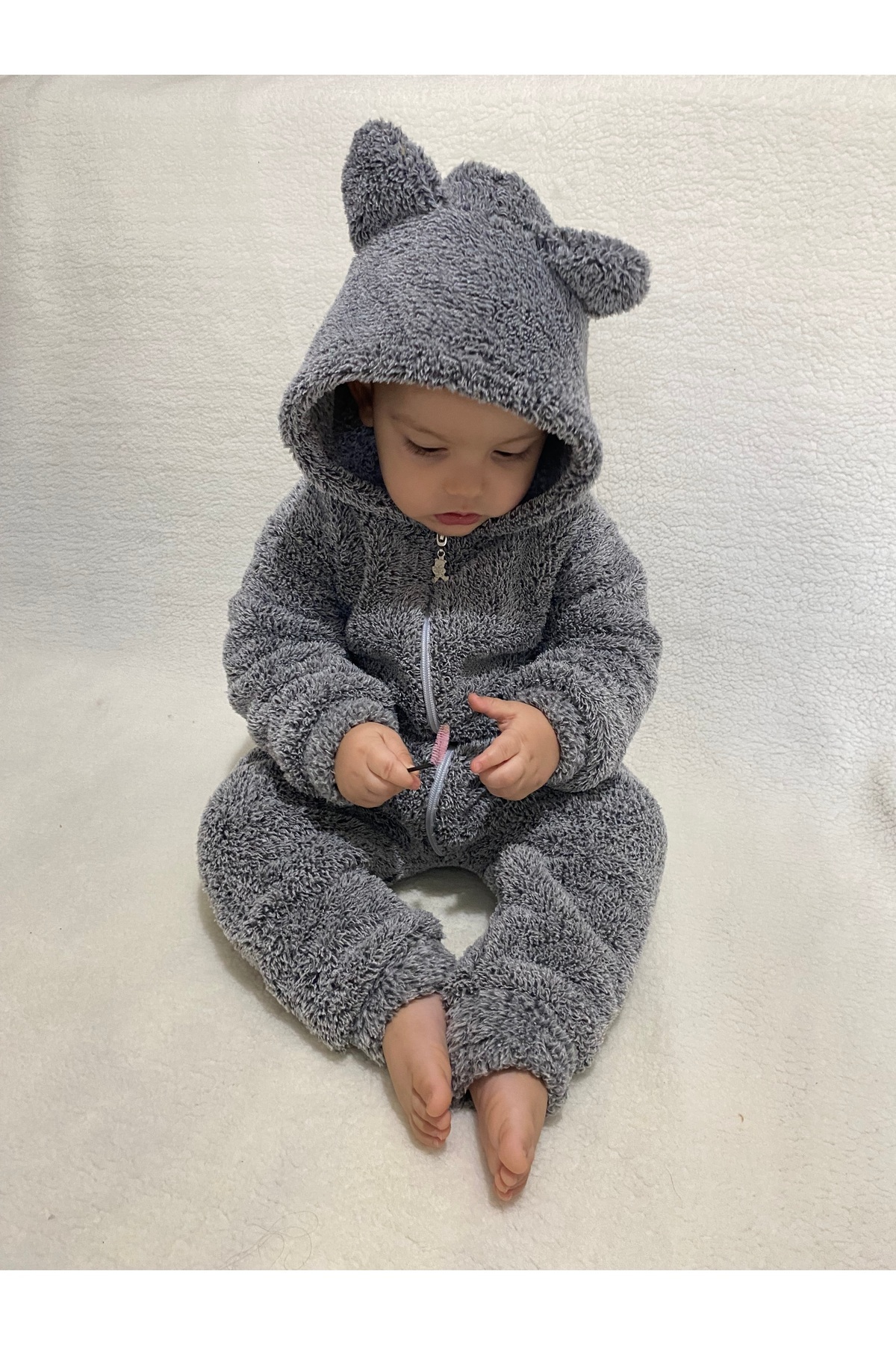 MK Unisex Bebek Tulum Kışlık Peluş Tulum fotoğrafı 2 (önizleme)