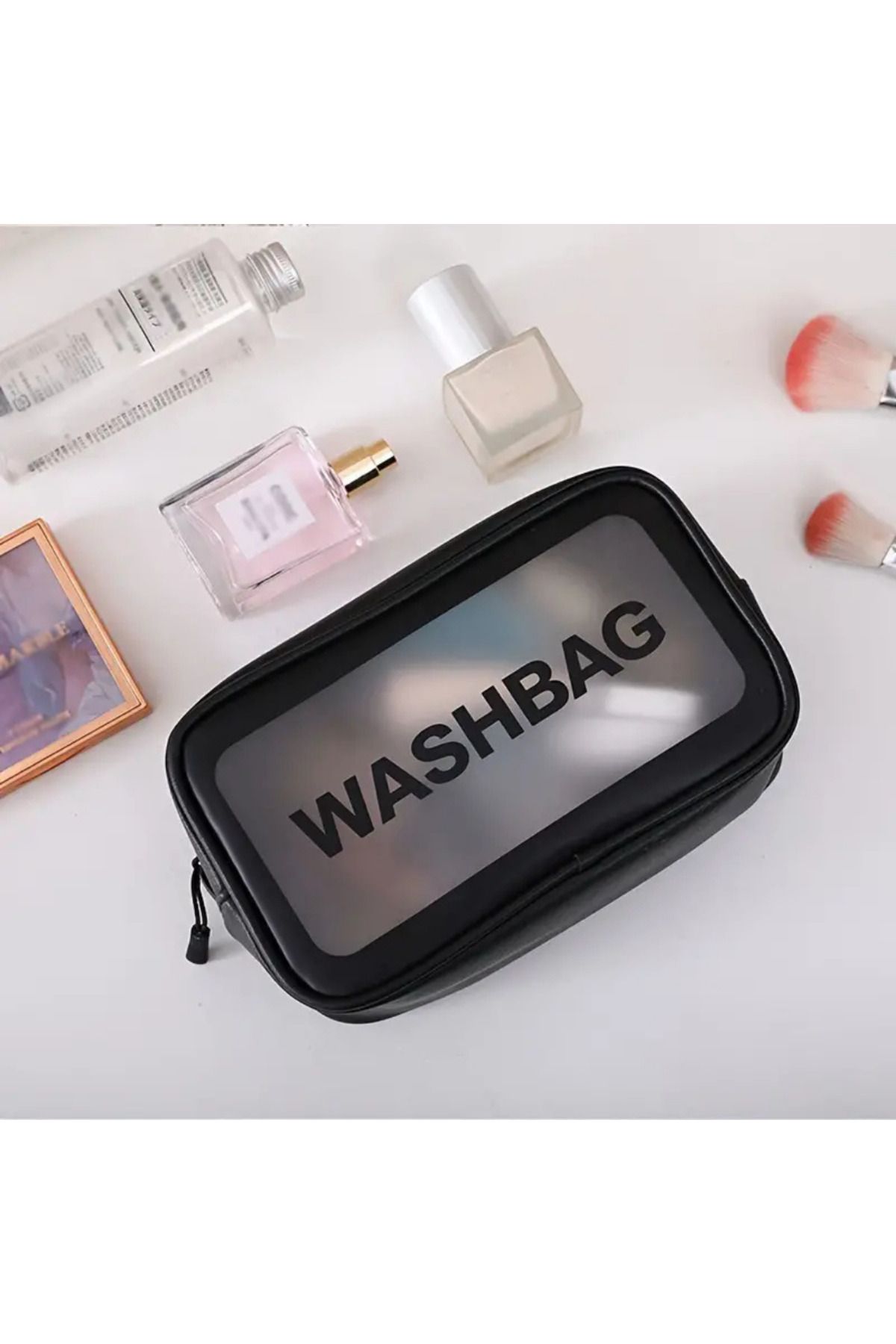 TROIATECH-Washbag Waterproof Transparent Travel Makeup Bag Black (m - Medium) 1