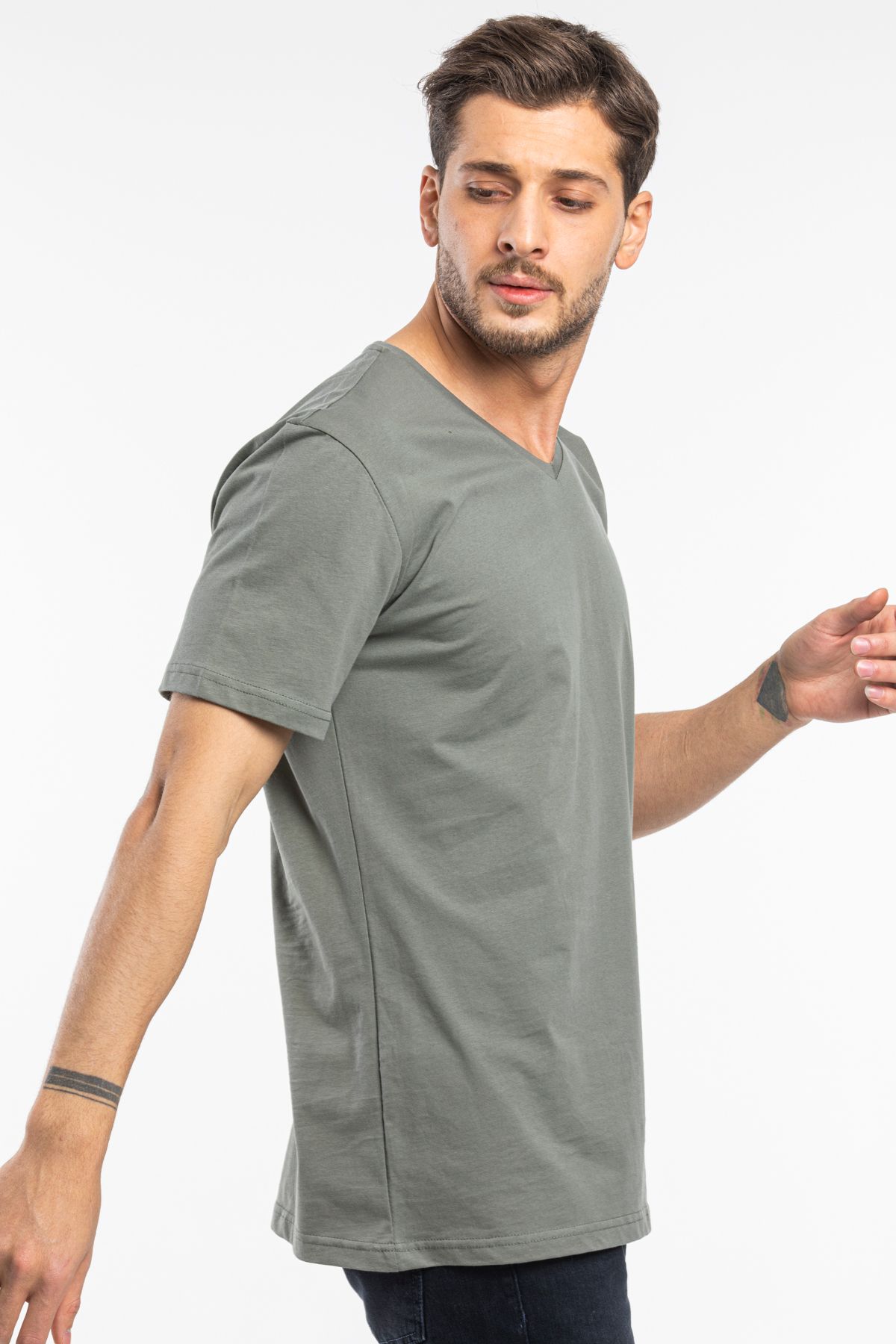 Superlife-Men's V-Neck Slim Fit Brooklyn Printed Short Sleeve T-Shirt Spr 265 6