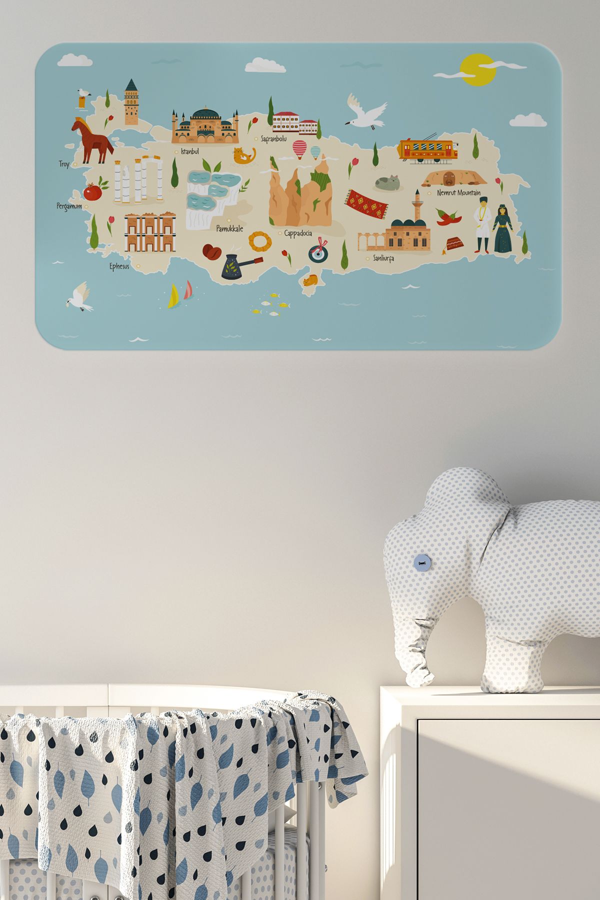 Haye Collection Eğitici ve Öğretici Cocuk Odası Türkiye Haritası Duvar Sticker-60x105-3879