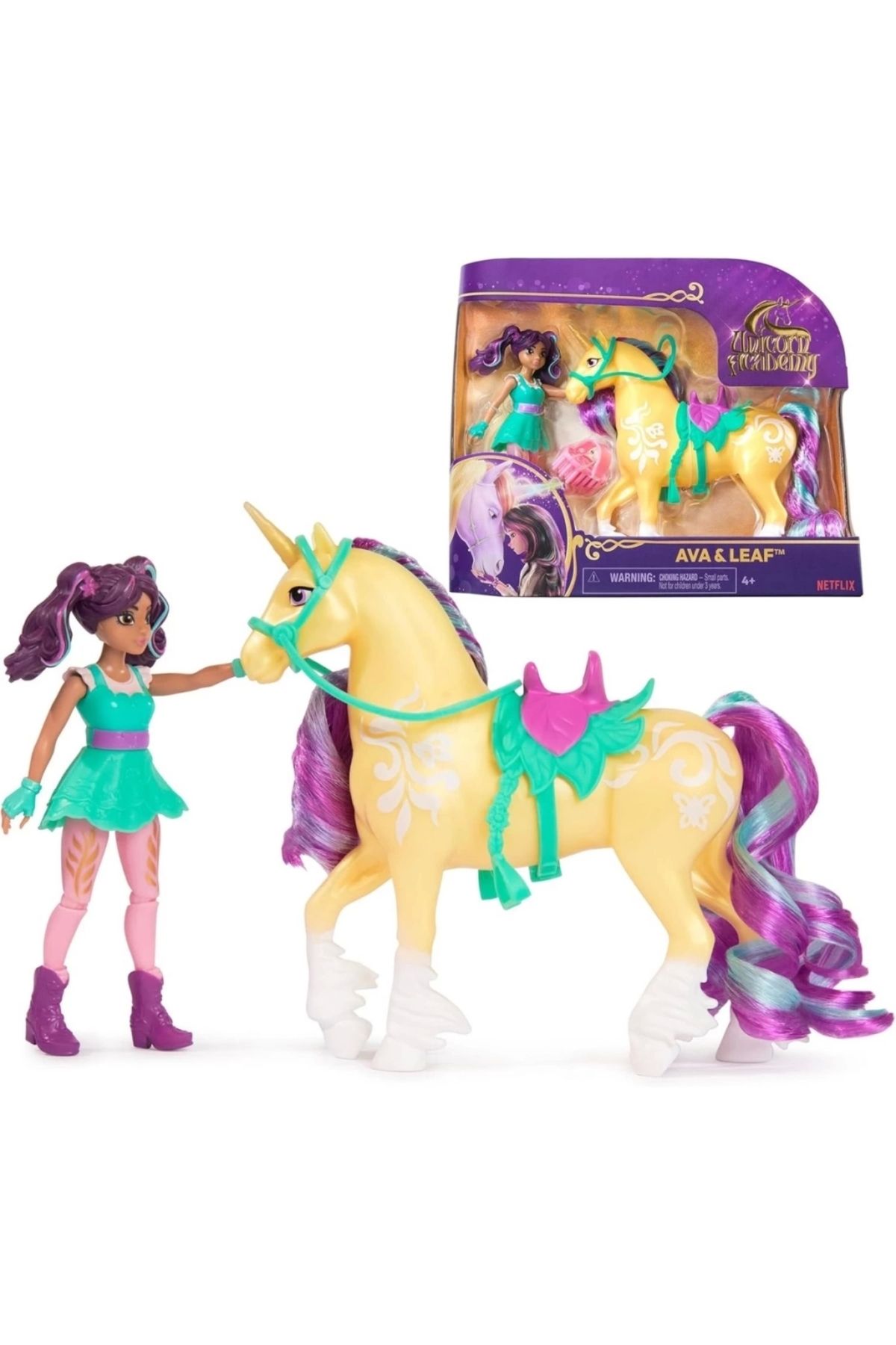 Finetoo Çocuk Unicorn Academy AVA ve Tek Boynuzlu At Leaf seti 12 cm