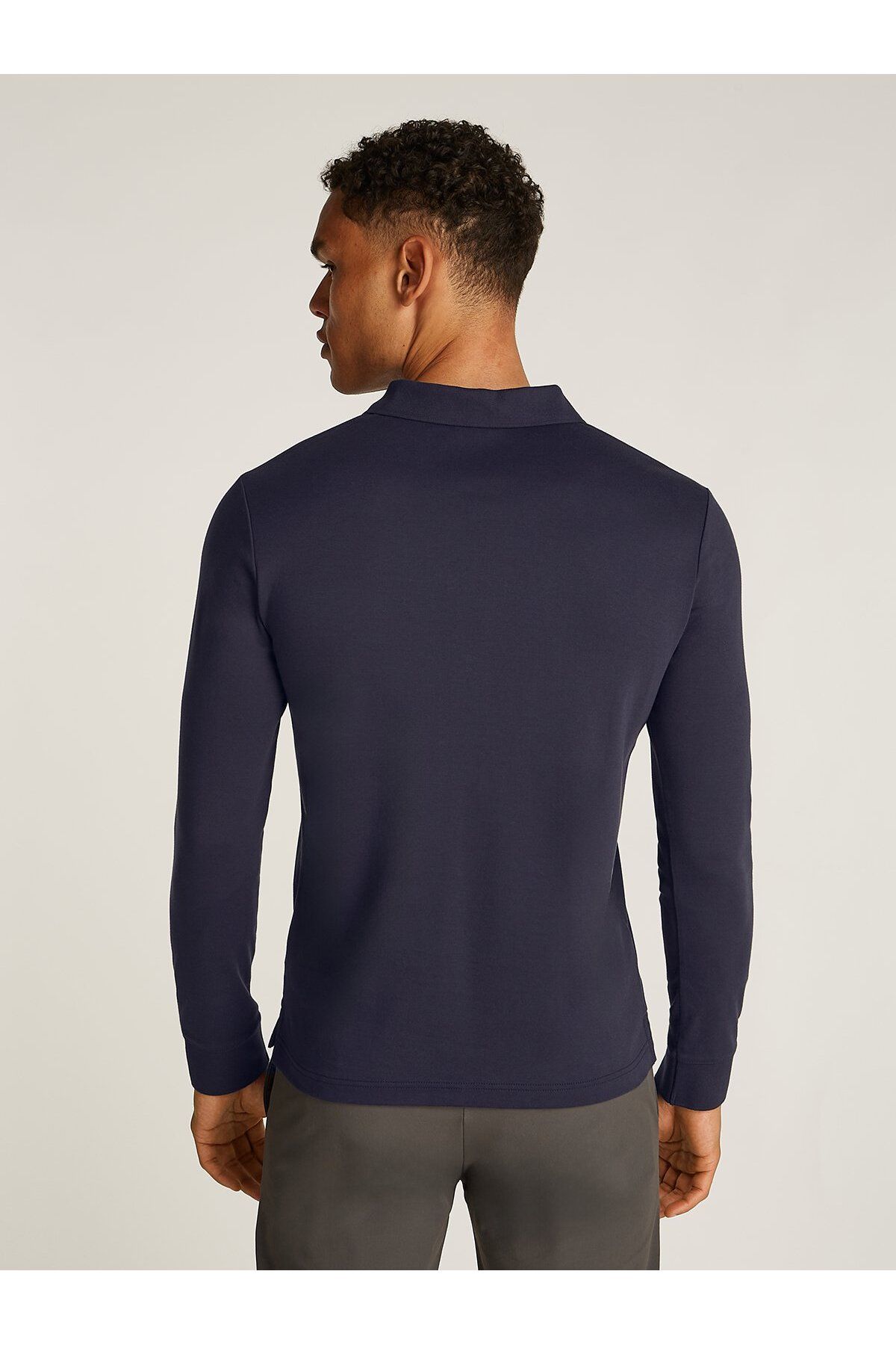 Calvin Klein-Men's Blue Polo Neck T-Shirt - Long Sleeve, Relaxed Fit K10K 112750 -Chw 2