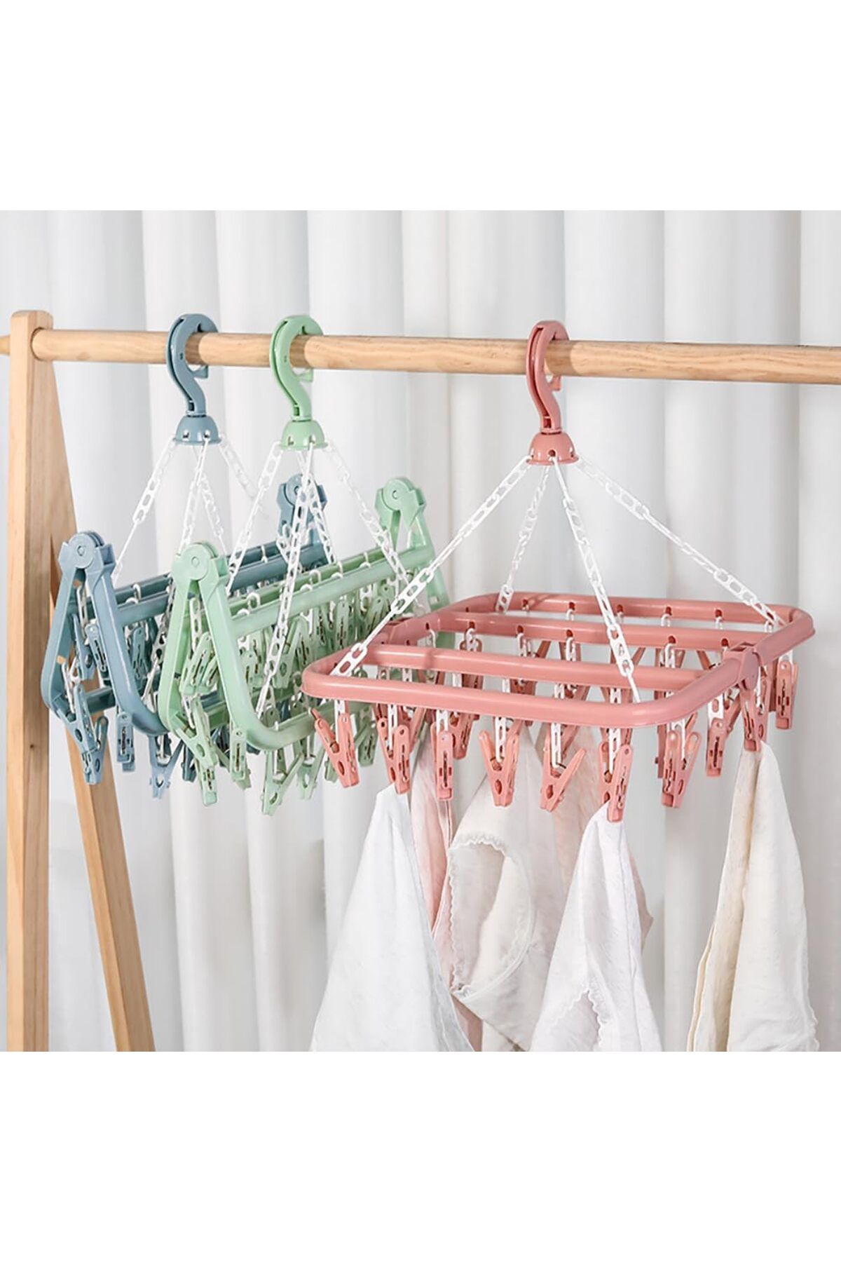 Arabest-Clothes Drying Hanger with 32 Clips, Drip Foldable Hanging Rack, Drying Rack 8