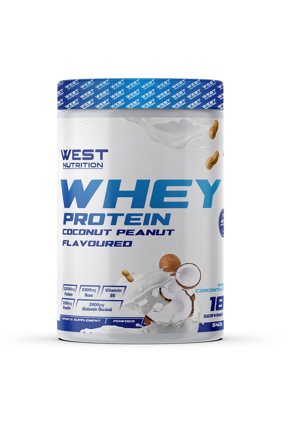 Whey Protein Tozu 540 gr 18 Servis Hindistan Cevizi Yer Fıstığı