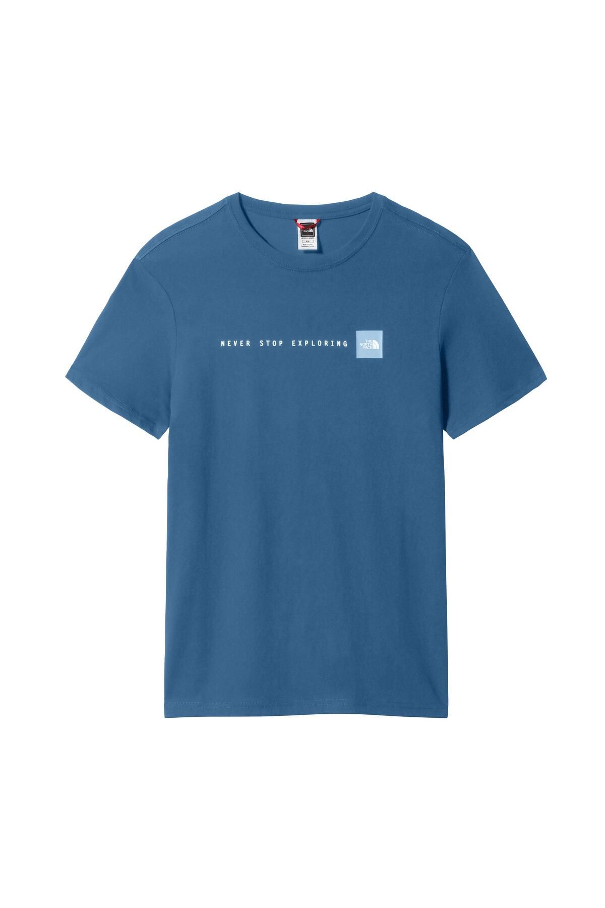 تی شرت آبی مردانه S/s هرگز از کاوش کردن دست نکشید - Eu Blue The North Face