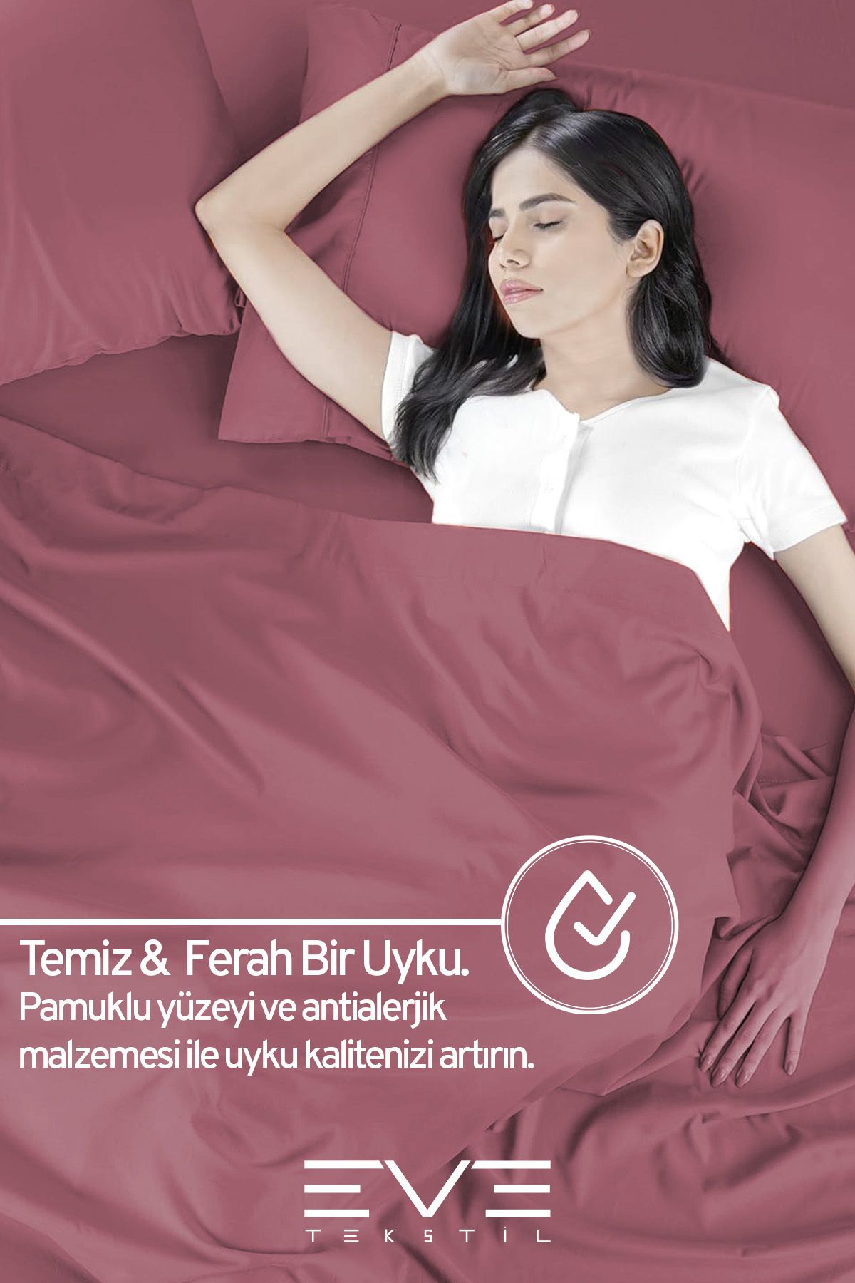 Eve Tekstil-Double Rainforce Fabric Elastic Sheet and Pillow Case Set 5