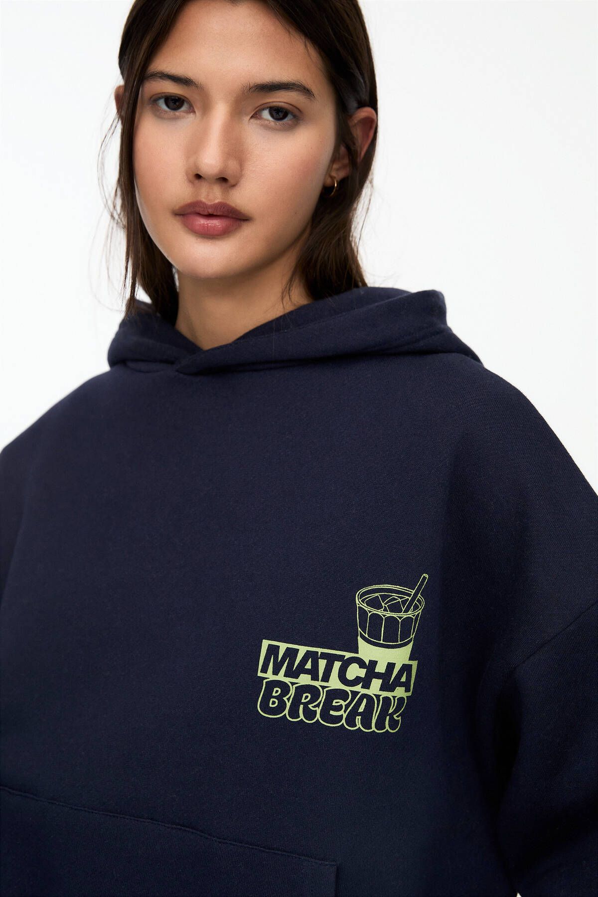 Pull & Bear-Sweatshirt with Matcha Print and Hood 6