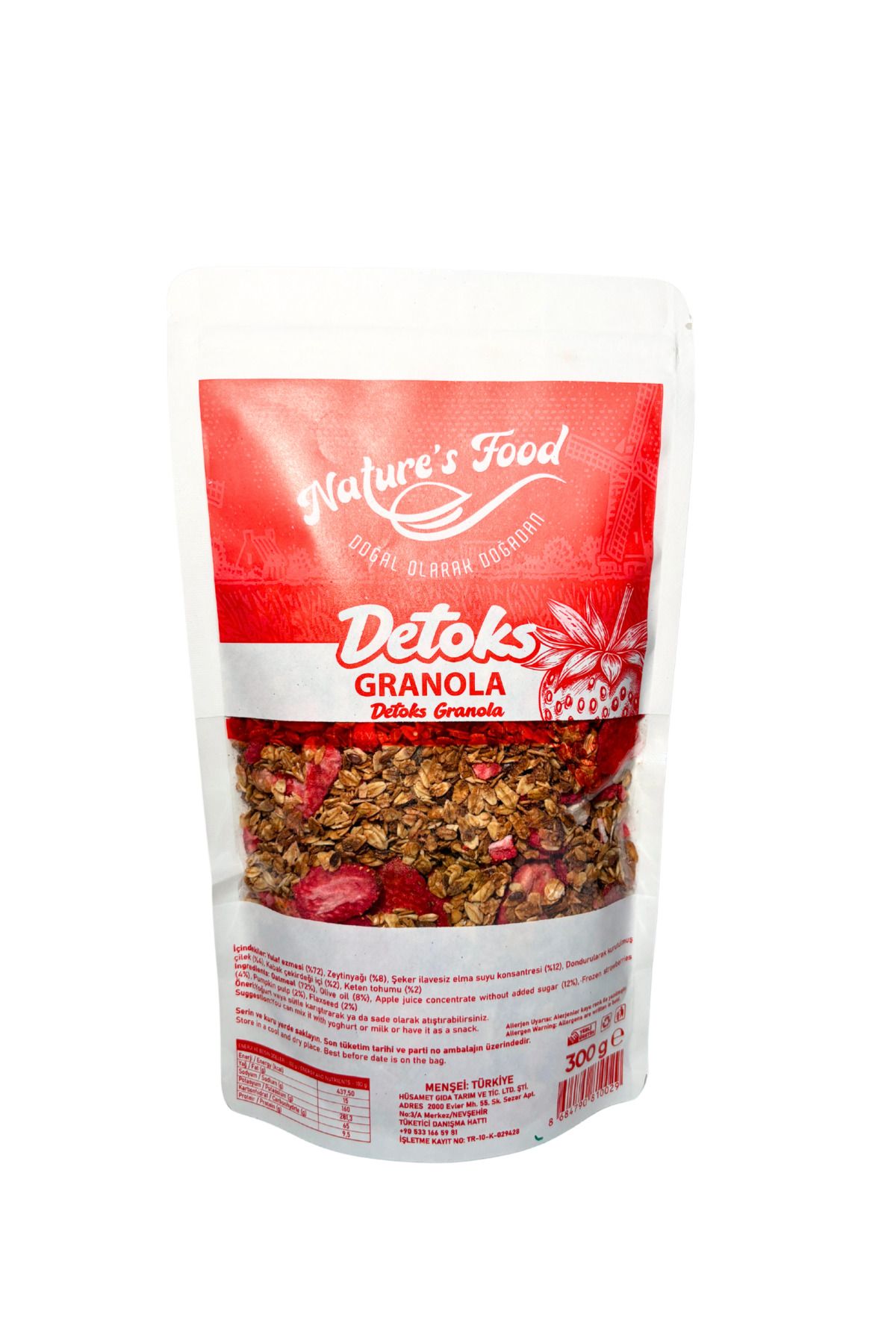 NATURES FOOD Detoks Granola 300gr Katkısız koruyucusuz A kalite ürünlerden hazırlanmış doğal içerik.