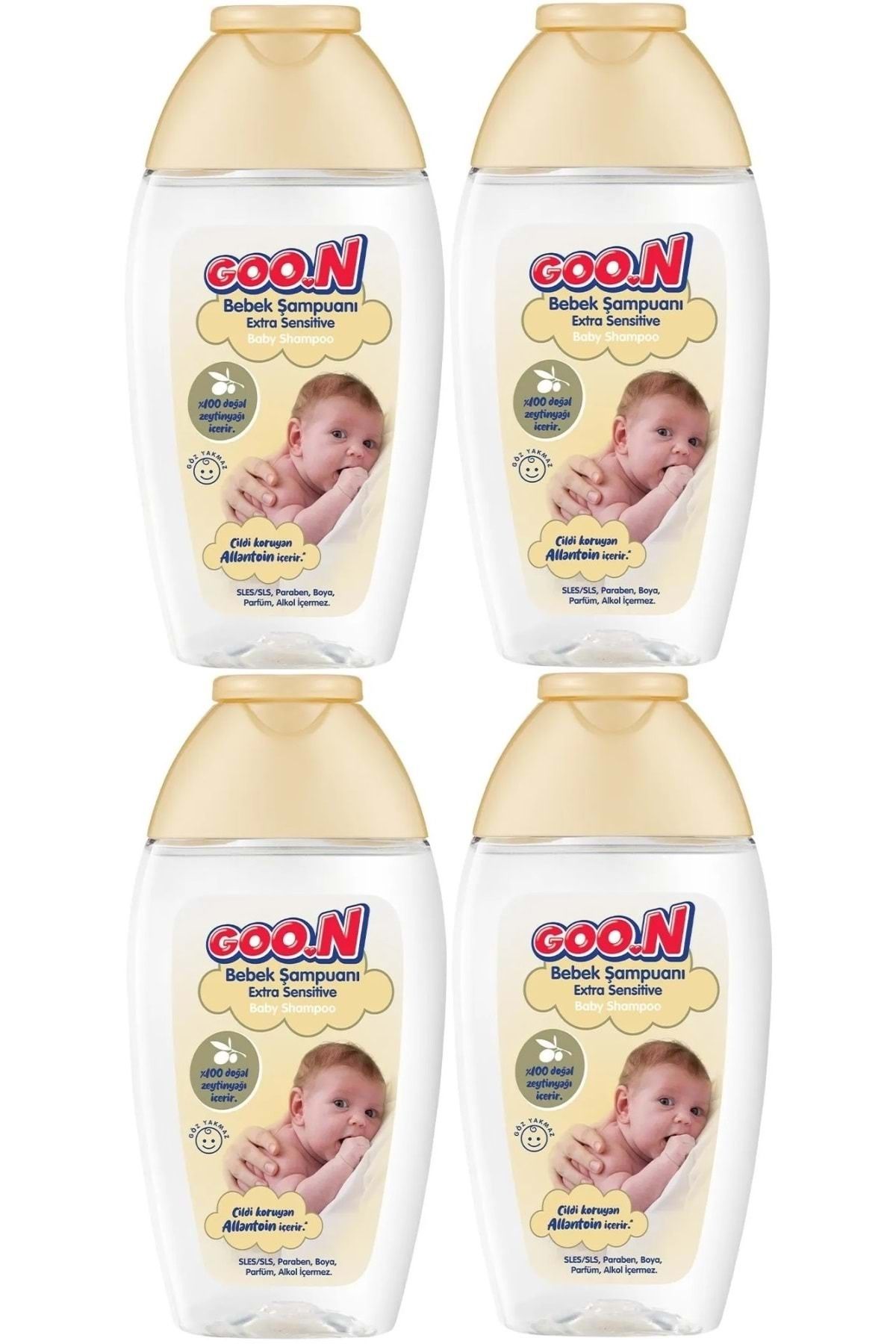 Goo.n Goon Bebek Saç ve Vücut Şampuanı 200ML Ekstra Sensitive/Hassas (4 Lü Set)