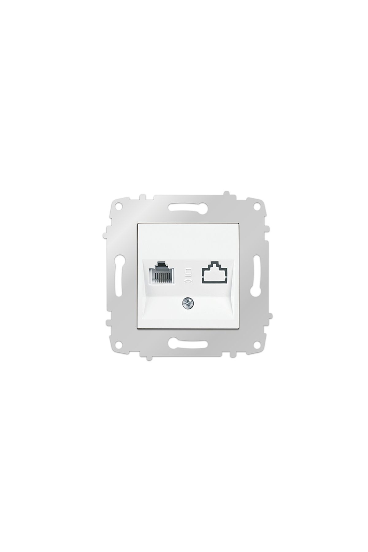 VİKO-Viko Karre White Set of 3 - Grounded Socket, F Connector, Numeris Cat3 Phone Socket and Triple Frame 4
