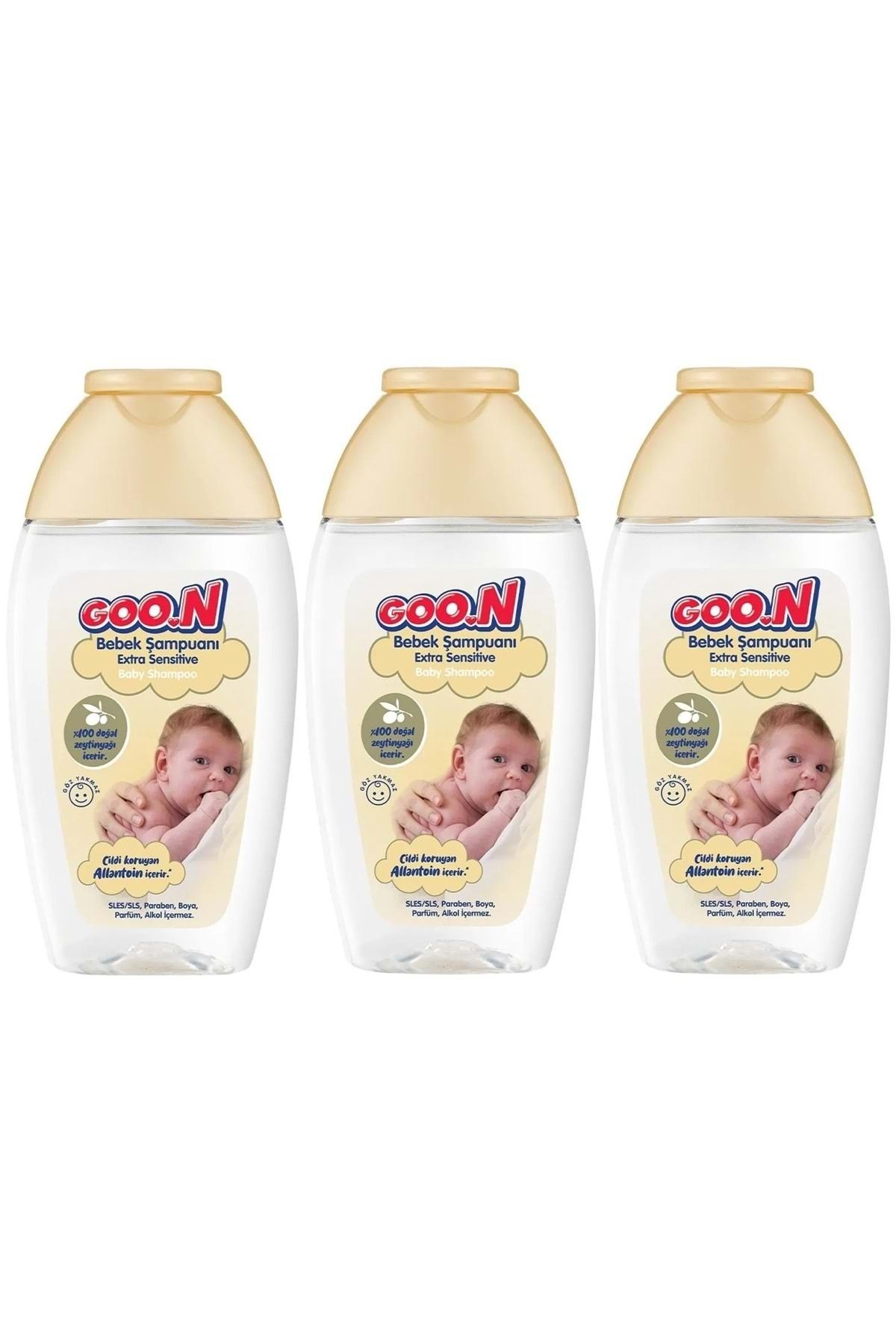 Goo.n Goon Bebek Saç ve Vücut Şampuanı 200ML Ekstra Sensitive/Hassas (3 Lü Set)