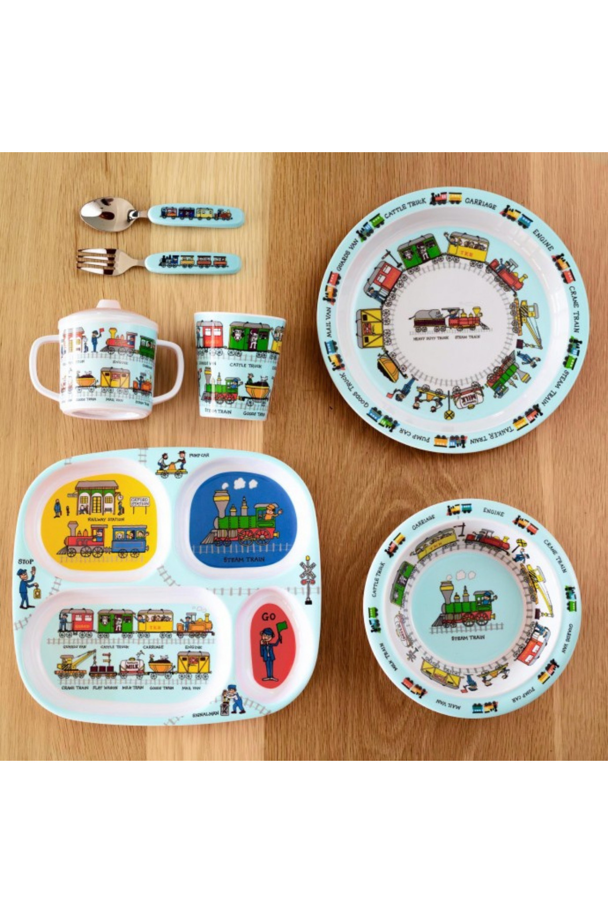 Tyrrell Katz Melamin Mama Kasesi ve Alıştırma Bardağı // Trains fotoğrafı 4 (önizleme)