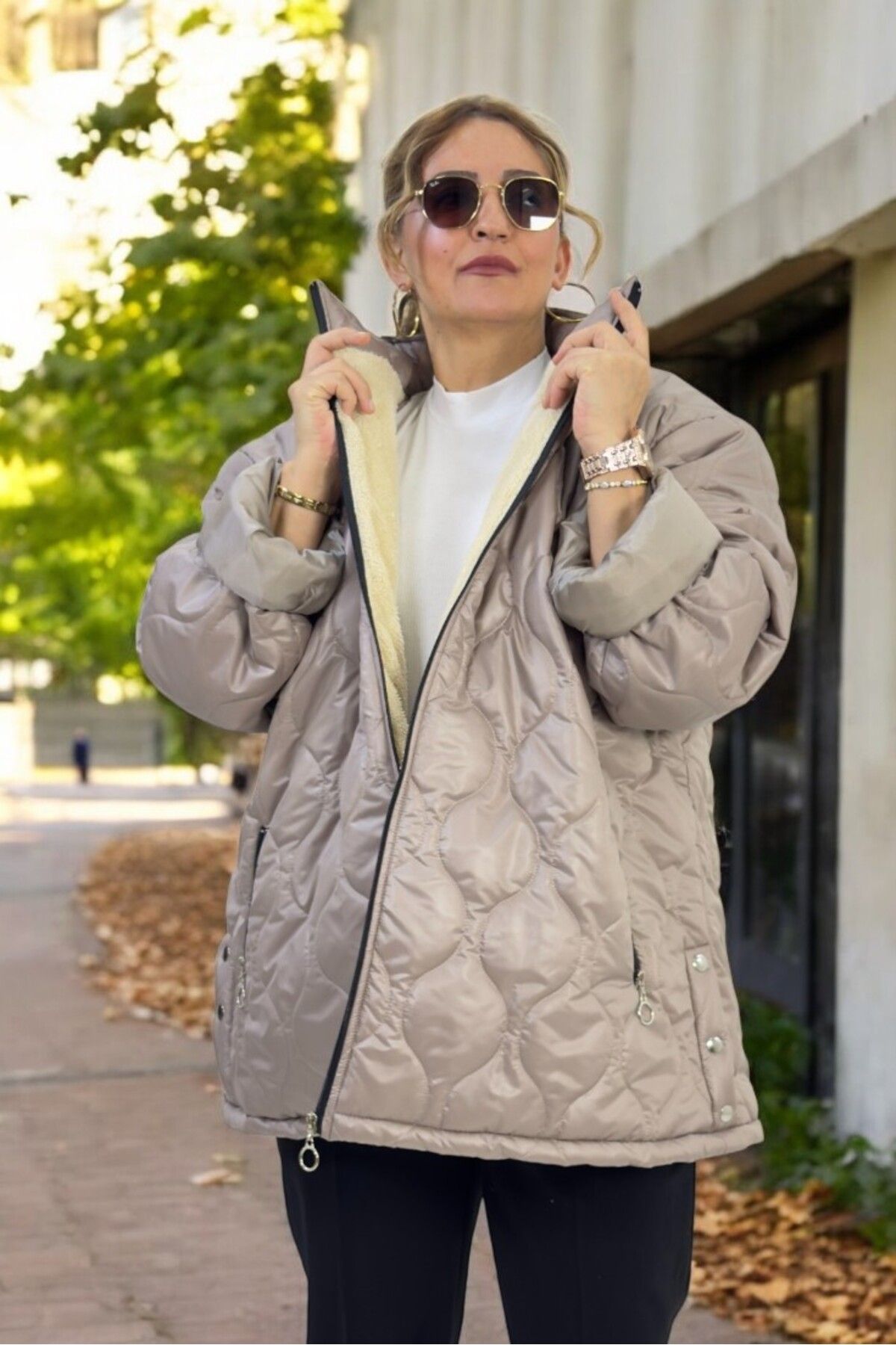yagmurberen-Extra Large Size Inflatable Coat with Hood with Complete Fur Inside 5