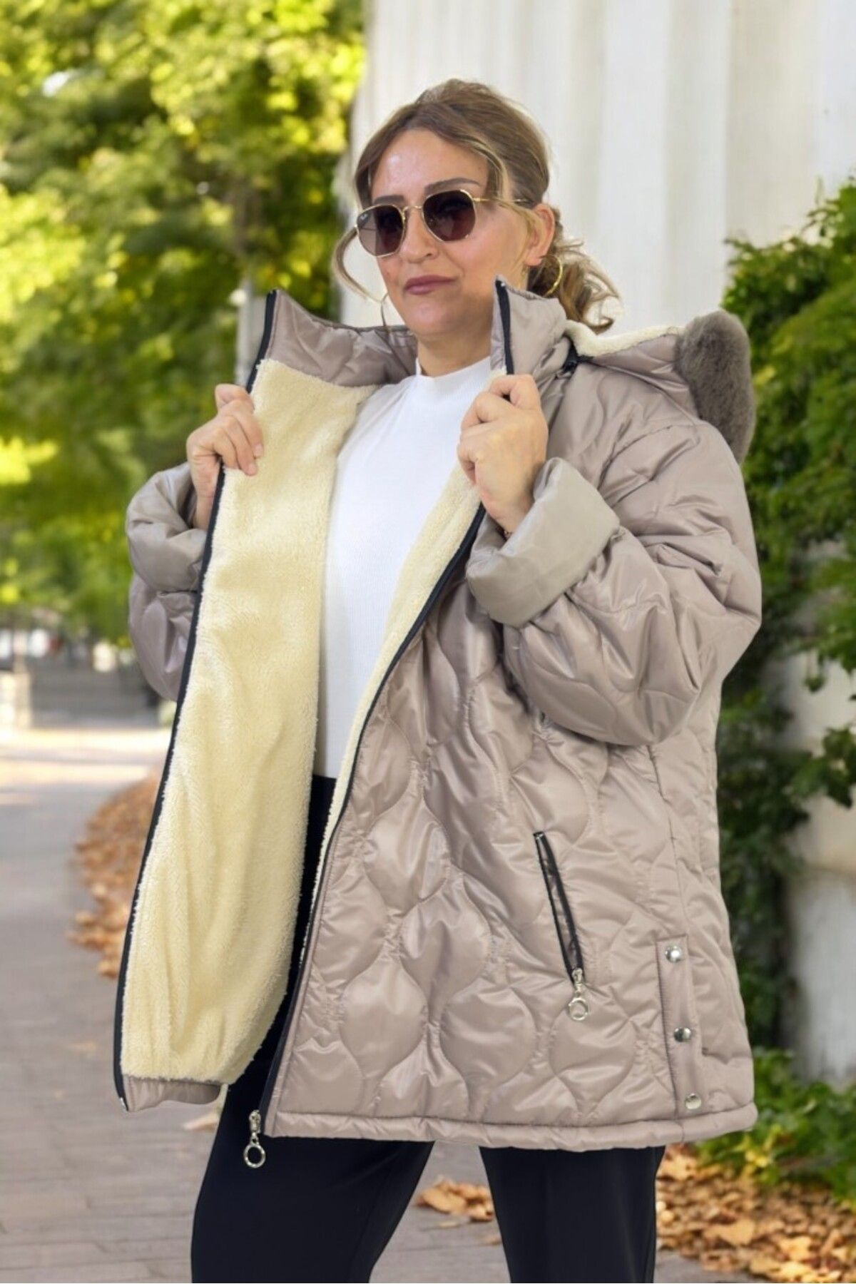 yagmurberen-Extra Large Size Inflatable Coat with Hood with Complete Fur Inside 4