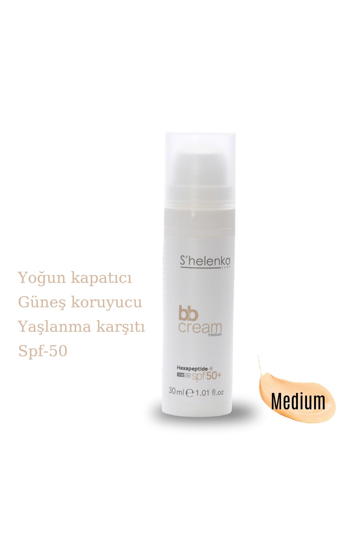 S'helenka Peptitli Kırışıklık Önlemede Yardımcı Yoğun Kapatıcılı Medium ton Spf50 Güneş Koruyucu Bb Krem