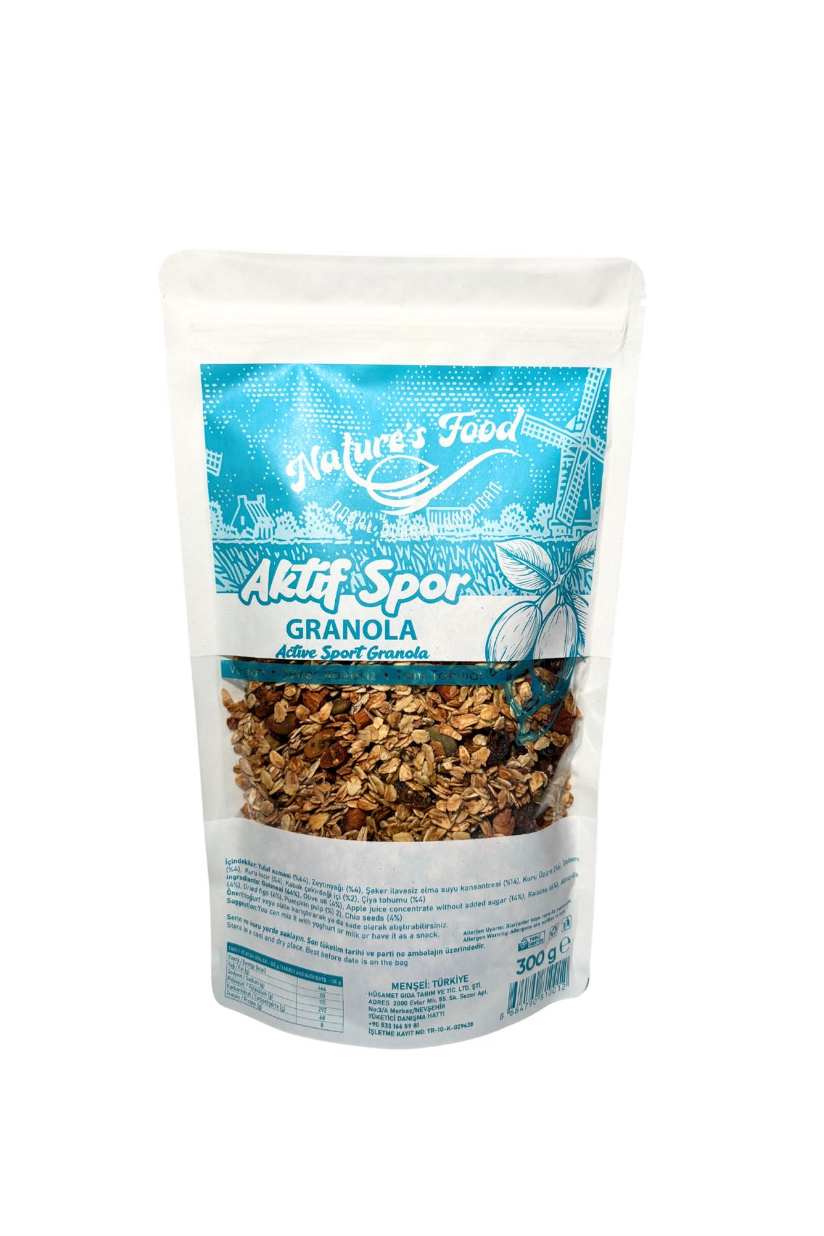 NATURES FOOD Aktif Spor Granola 300gr Katkısız koruyucusuz A kalite ürünlerden hazırlanmış proteinli doğal