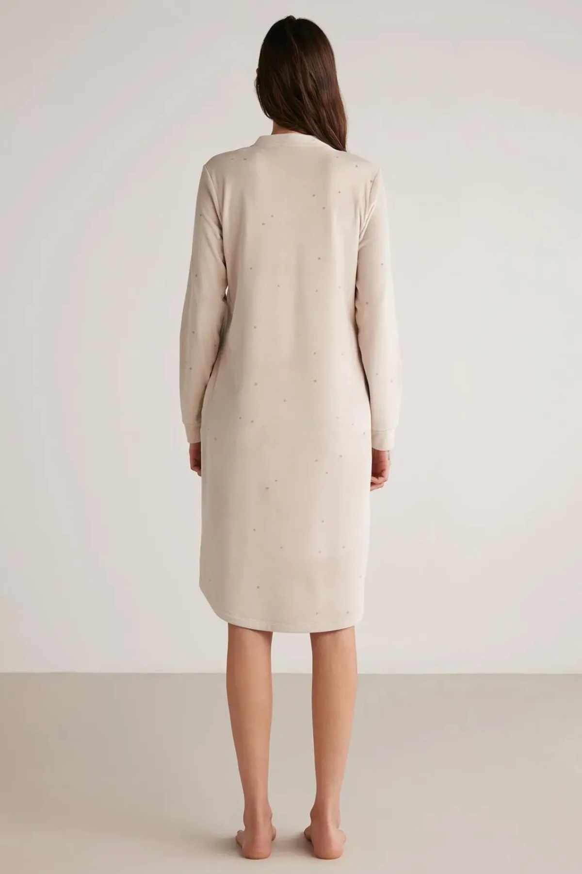 Catherine's-Catherines Soft Textured Velour Fabric Button Collar Long Sleeve Women's Dress Nightwear 3