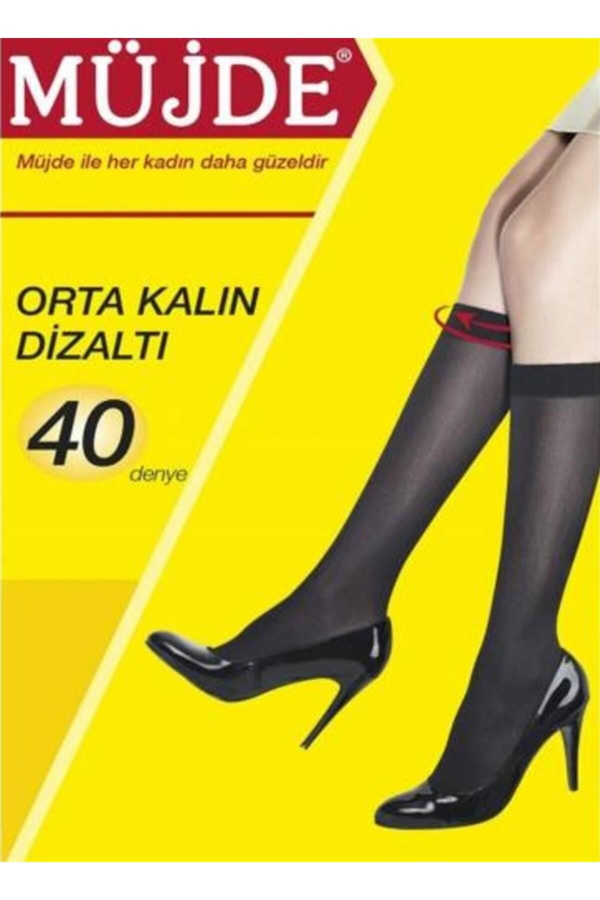 Müjde 12'li 40 Denye Rahat Lastikli Orta Kalın Dizaltı Çorap Tüm Renkler
