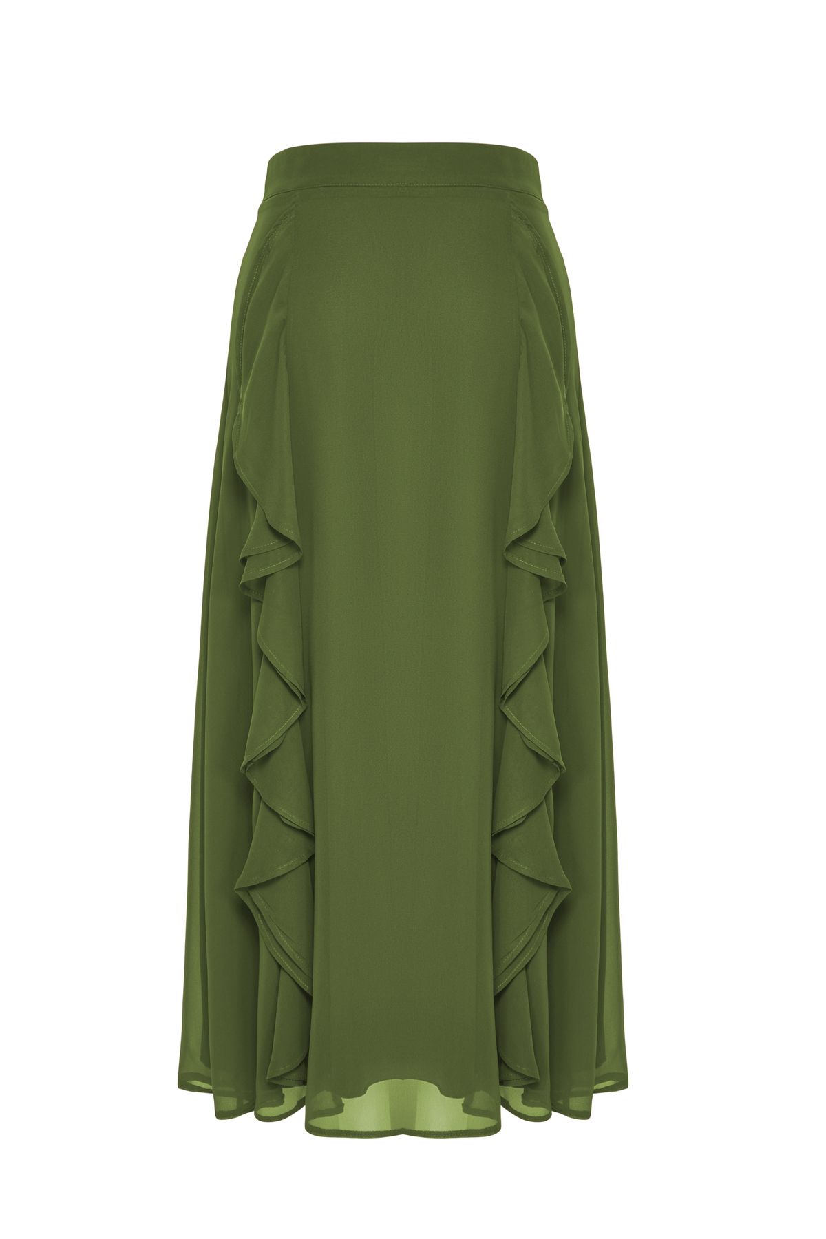 Trendyol Modest-X Ai Каки детайлна тъкана пола с волани Tctaw25Ee00012 6