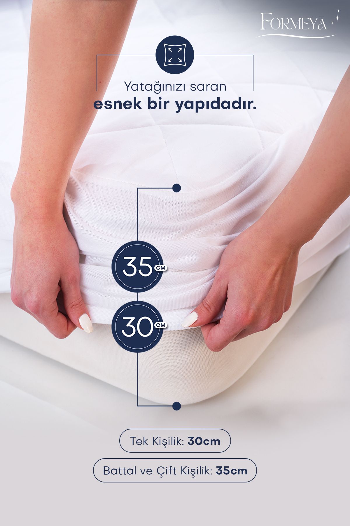 Formeya-Vízálló steppelt matrachuzat - 100% pamut, teljes szélű matracvédő, egy-/kétágyas/túlméretes (16 méret) 4