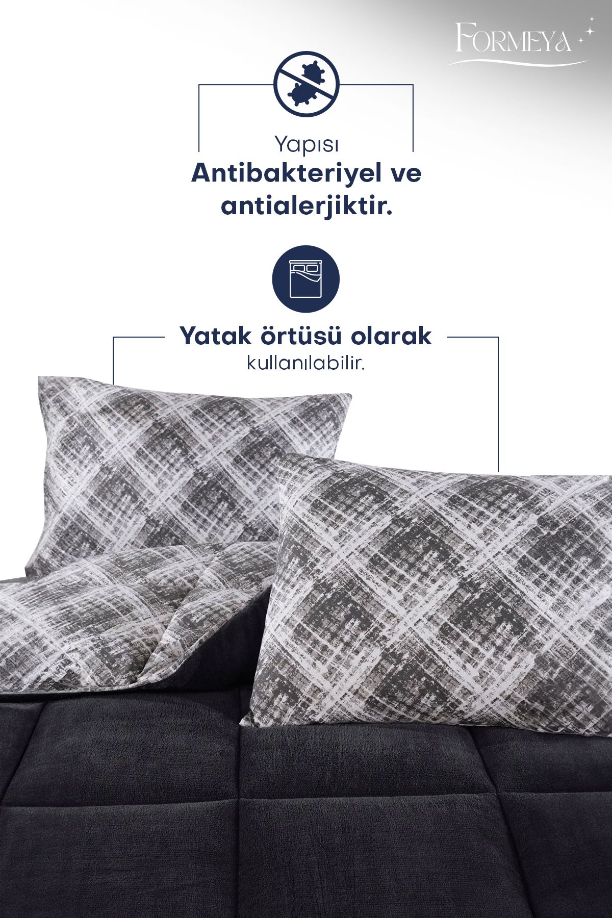 Formeya-Luxuriöses Wellsoft-Doppeldecken- und Kissenset – 195 x 215 cm, doppelseitig 5