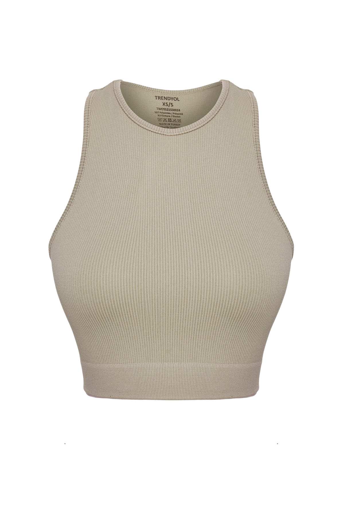 Trendyol Collection-Hellkhakifarbener, nahtloser, gerippter und leicht gestützter/gestaltender gestrickter Sport-BH TWOSS21SS0024 6