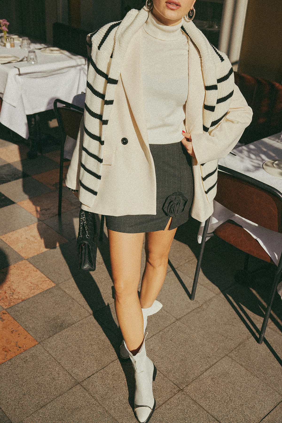 Trendyol Collection Ecru Mercerized Look Crop Premium Yarn / Special Yarn Basic Knitwear Sweater Twoaw23Kz01514