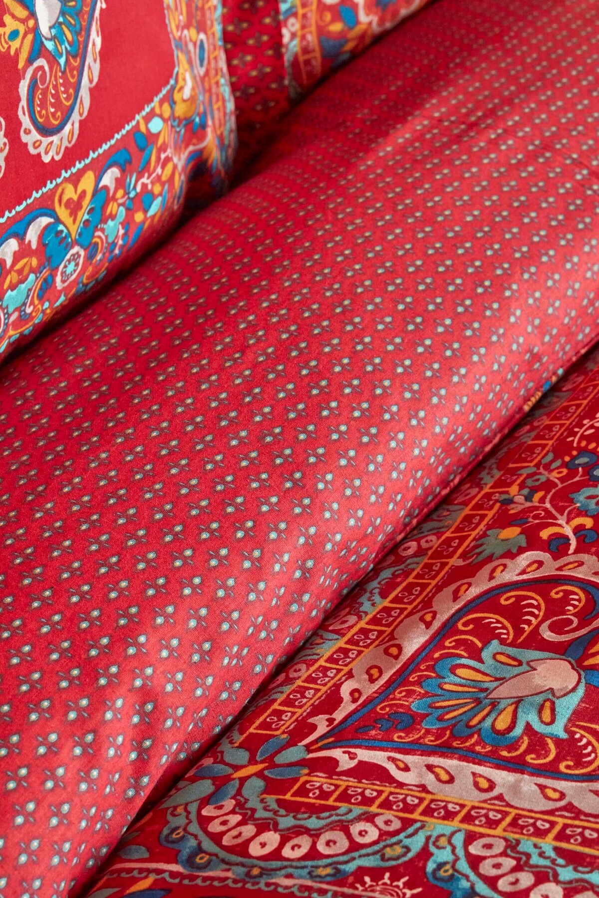 Karaca Home Mihver Pano %100 Pamuk Çift Kişilik Nevresim Takımı Kırmızı fotoğrafı 6 (önizleme)