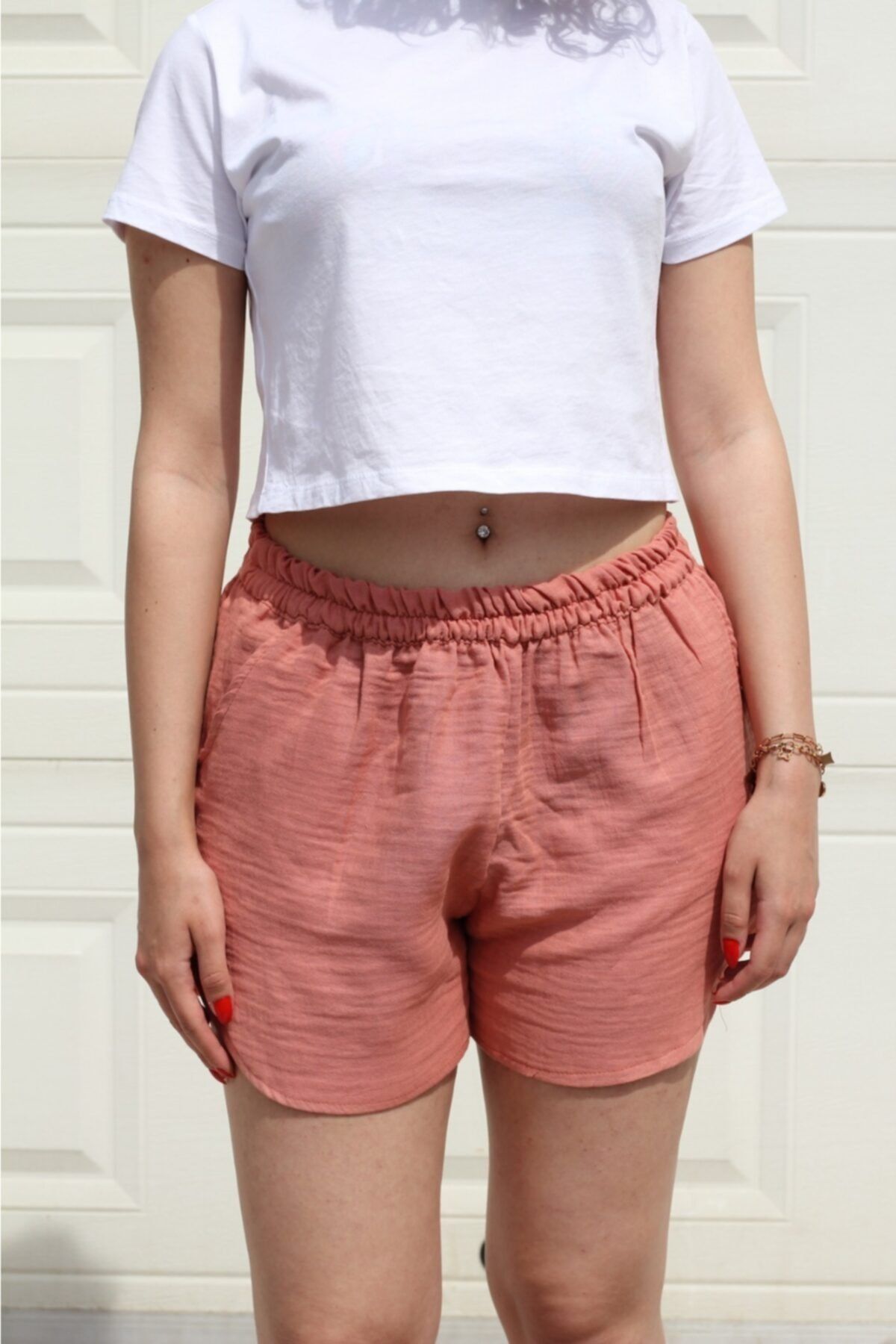 Botex-Women's Orange Muslin Shorts 2