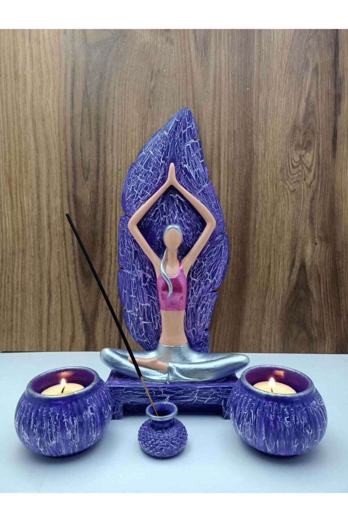 Mor Yoga Yapan Kız Tütsülük ve Mumluk 6