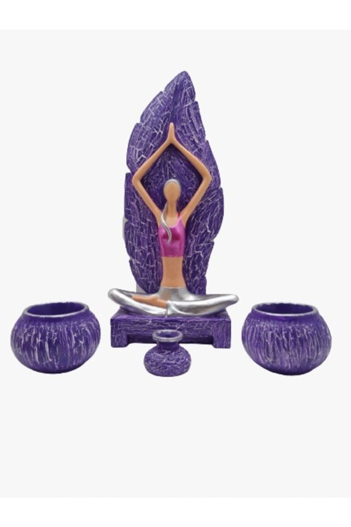 Mor Yoga Yapan Kız Tütsülük ve Mumluk 6