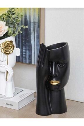 Siyah Eli Yüzünde Vazo Saksı Dekoratif Kuru Çiçeklik siyaheliyüznde