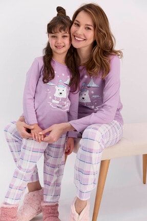 Anne-kız Kombin Lila Pijama Takım RP2600-22K