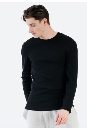 Siyah Basic Uzun Kollu Yazlık Erkek T-shirt 70015