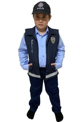 Çocuk Mavi Gömlekli Kadro Polis Kıyafeti Ve Polis Yeleği Polis Kostümü DMPOLISKADROVEYELEKKOSTUM12331