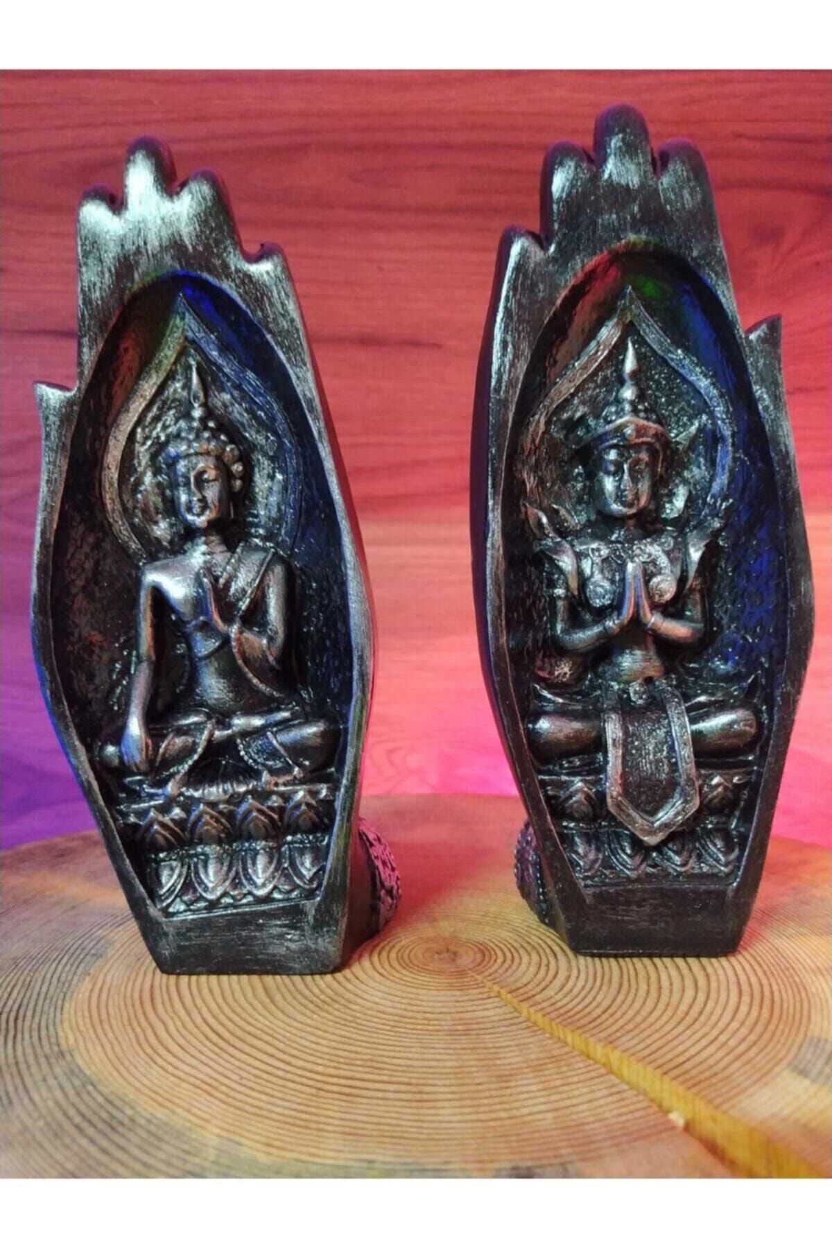 Dekoratif Ikili Modern El Içinde Buda Heykeli Biblo Set Yoga