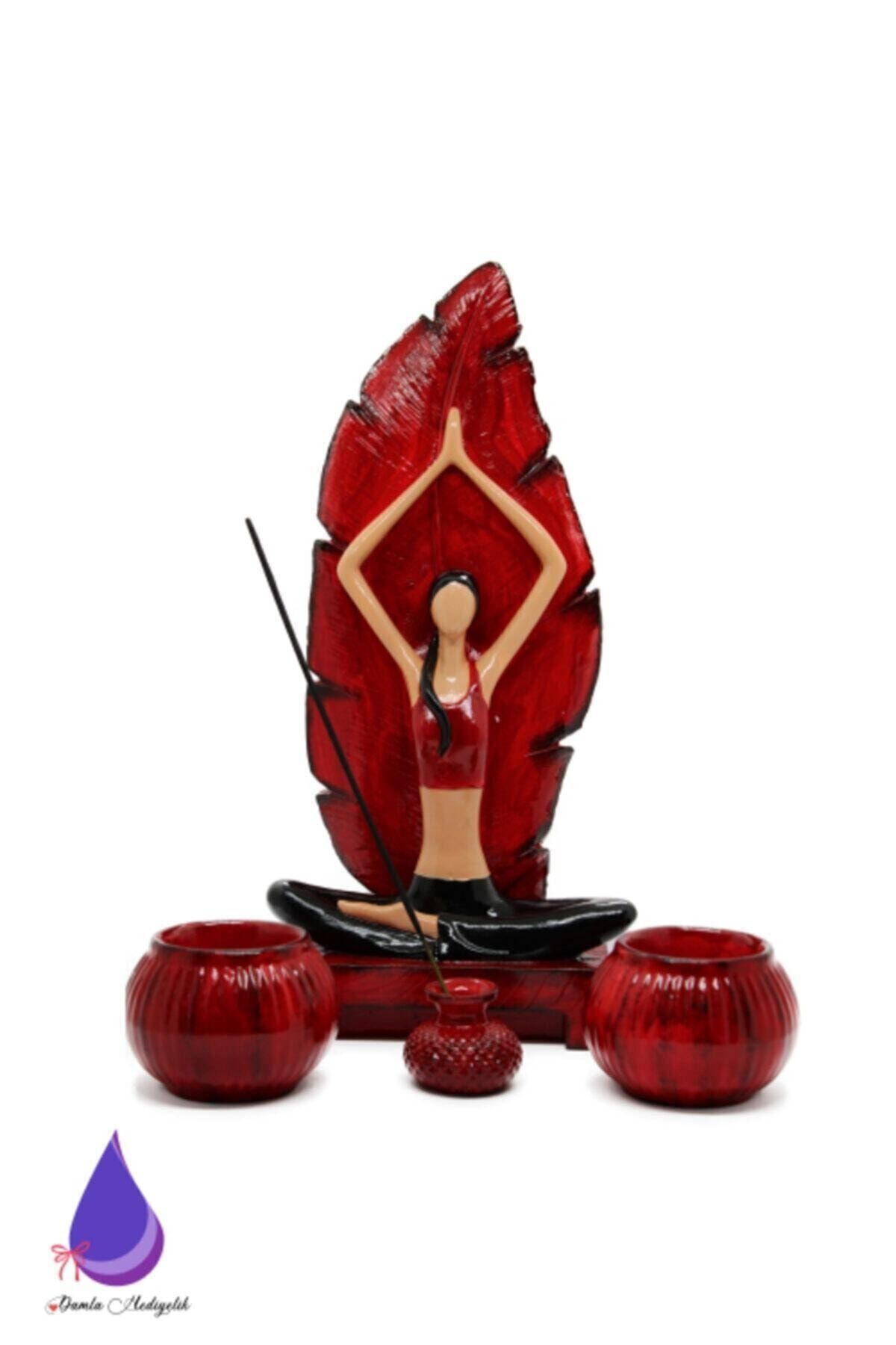 Yoga Yapan Kız Tütsülük Ve Mumluk Kırmızı