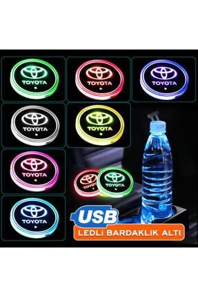 Toyota Uyumlu Gece Sensörlü Ledli Bardaklık Altı Usb Şarjlı 7 Farklı Renk CRM704400