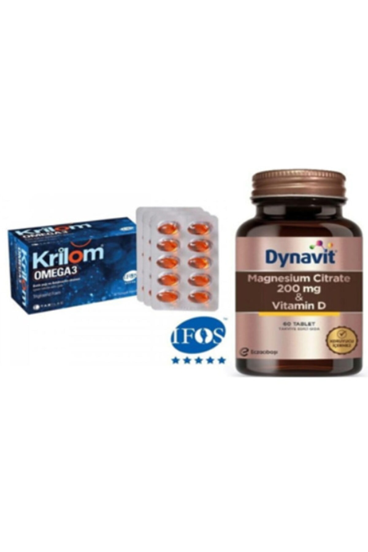 Dynavit Magnesium Citrat + Vitamin D 60 Tablet & Krilom Omega 3 50 Yumuşak Kapsül