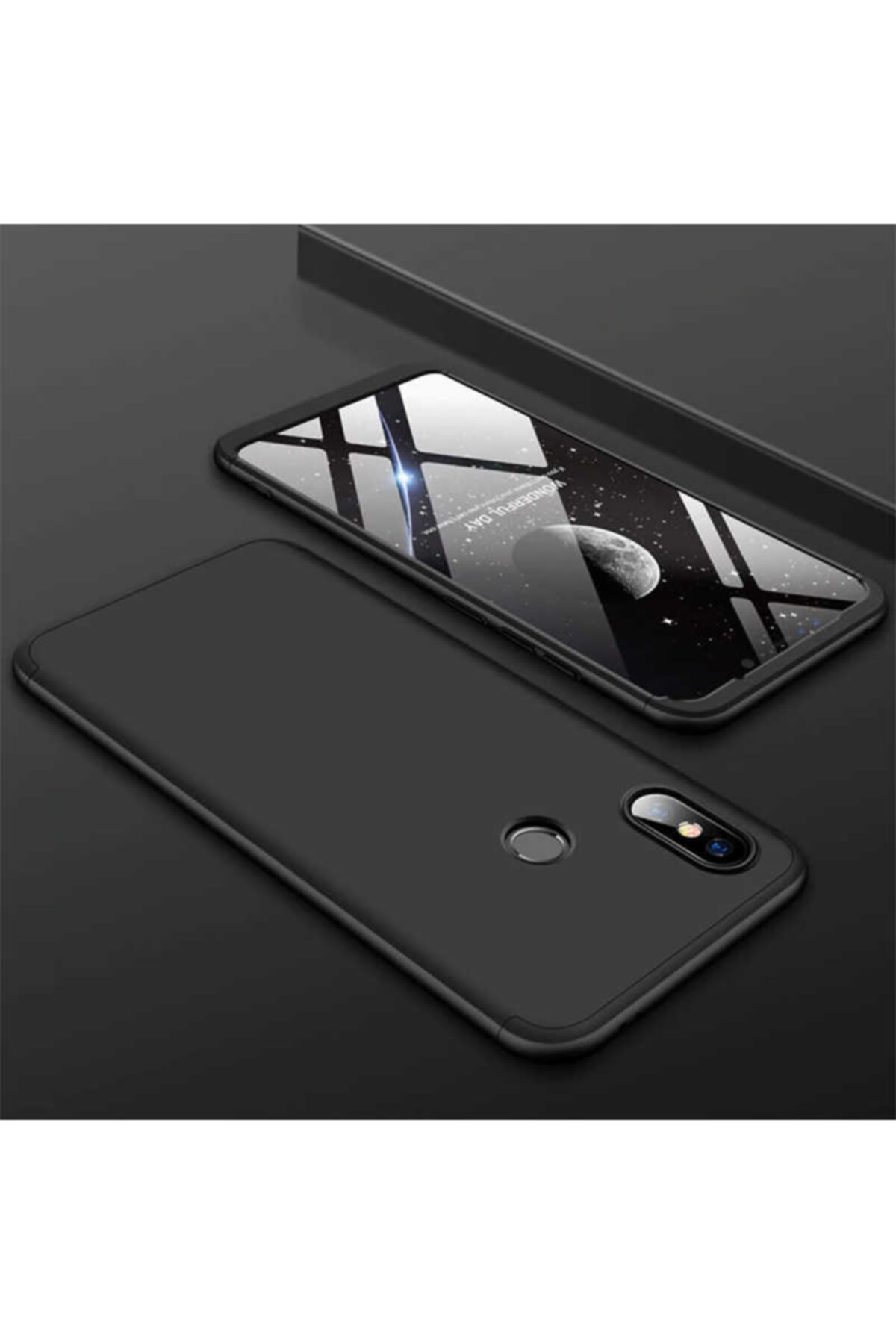 Xiaomi Mi Max 3 Compatible 360 Full Protection 3-Piece Slim Hard Silicone Case Black