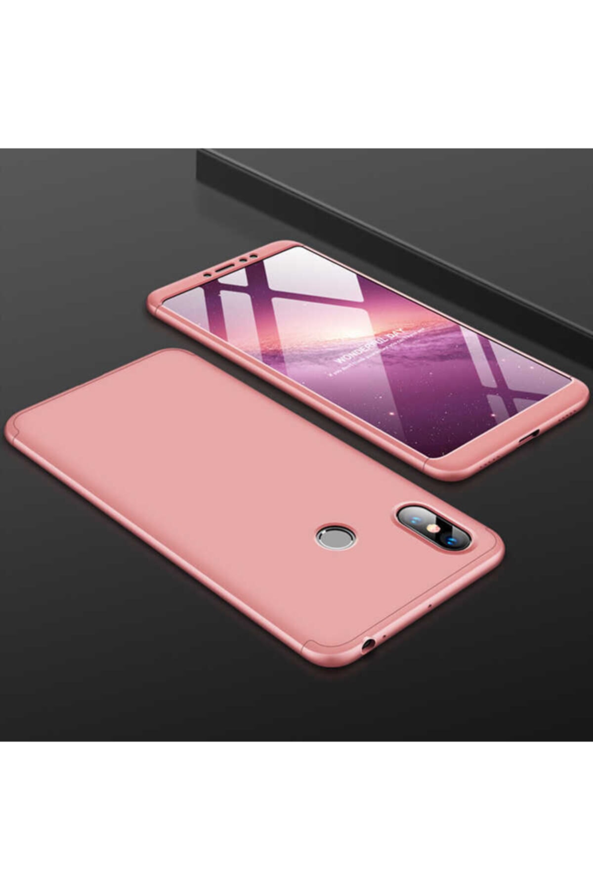 Xiaomi Mi Max 3 Compatible 360 Full Protection 3-Piece Slim Hard Silicone Case Rose Gold