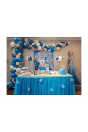 100 Adet Metalik Balon Ve 5 Metre Balon Zinciri (mavi - Gümüş - Beyaz) Frozen Elsa Anna Konsept ADAPARTY1255