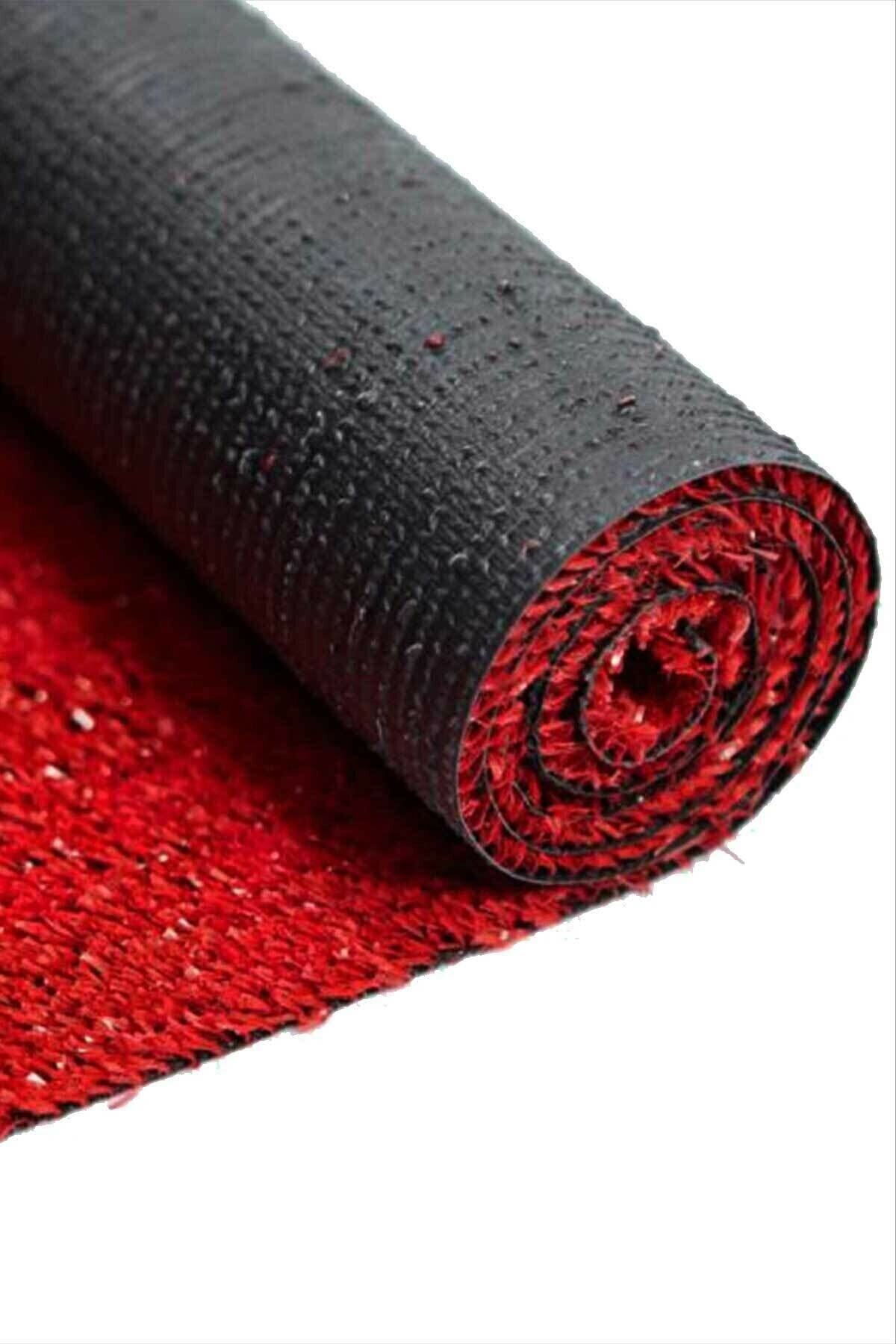 Kırmızı Suni Yapay Çim Halı Serisi 7 Mm En 2 Metre 2