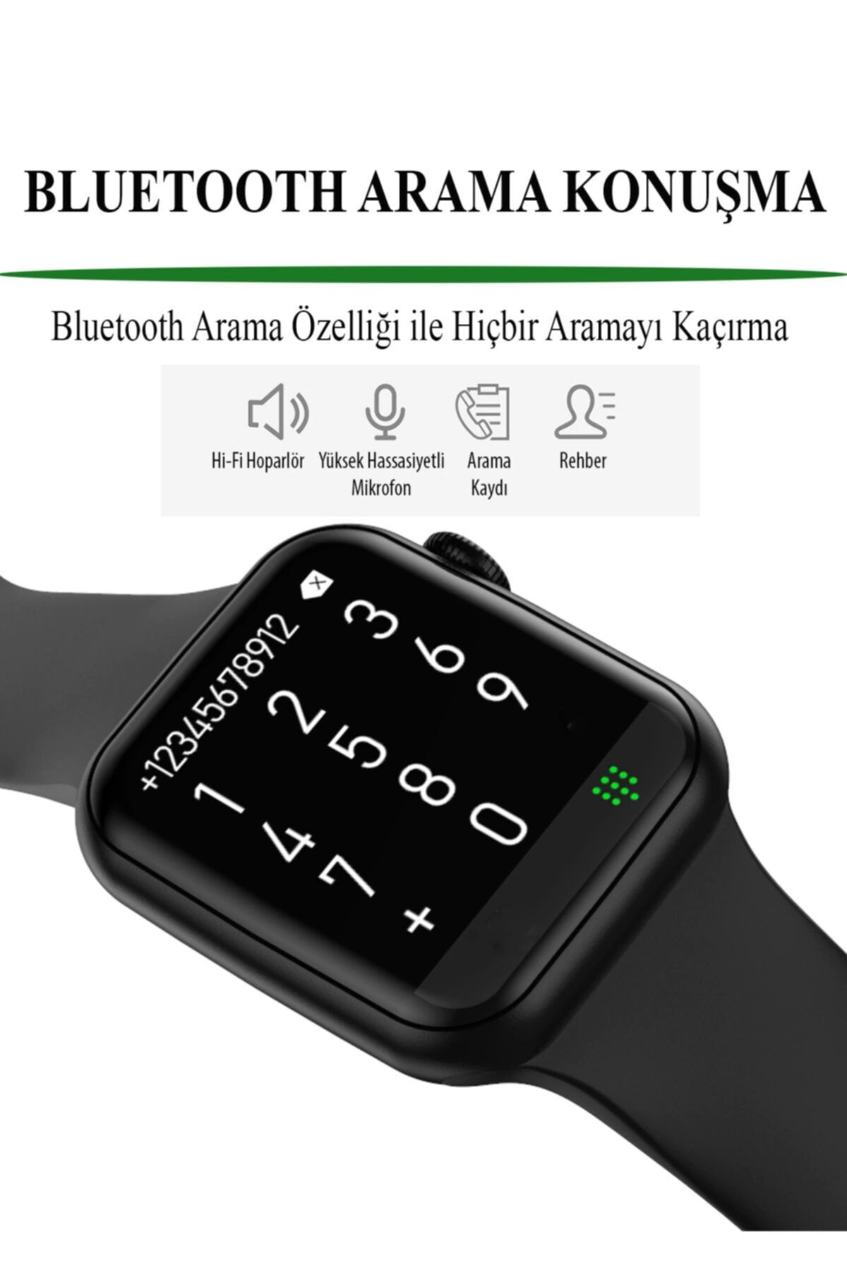 Spovan Yeni Watch 7 Bluetooth Sesli Arama Ekg Solunum Smart Türkçe Akıllı Saat - Siyah BY10865