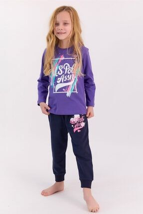 Violet Kız Çocuk Uzun Kol Pijama Takımı US955-C
