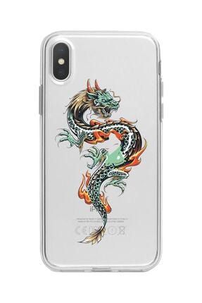 Iphone X Şeffaf Dragon Tasarımlı Dayanıklı Kılıf IPX-LD01